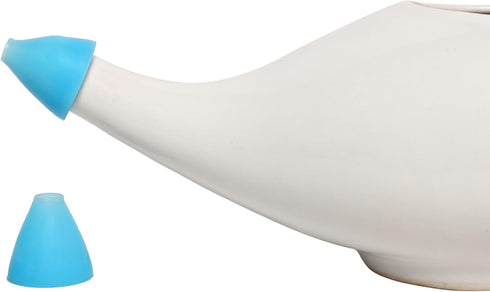 Ceramic Neti Pot, Premium Handcrafted Nose Cleaner for Sinus, Dishwasher Safe, 225 Ml Capacity - White