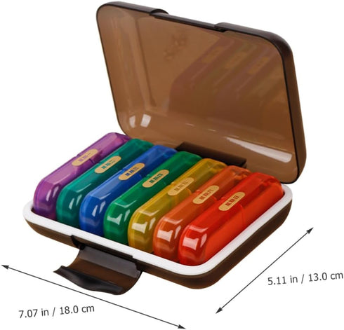 LRXIYODE 7-Day Weekly Pill Organizer Medicine Case with Color-Coded Compartments, Small Portable Travel Pill Box