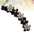 Lurrose Toothed Banana Hair Clips for Women Girls, Strong Tension Ponytail Holder, Black Flower Barrette