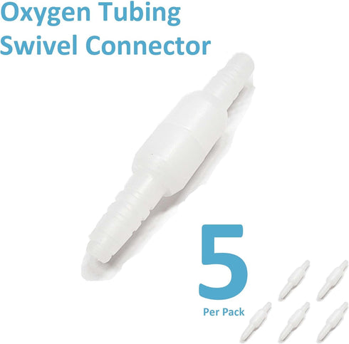 5PCS Oxygen Tubing Swivel Connector Supply for Home Oxygen, 360 Degree Swivel, Avoid Tube Tangles, Oxygen Concentrator Accessories