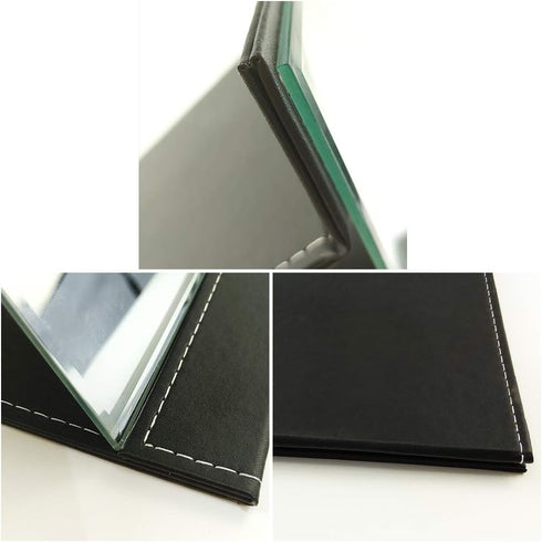 ZBEIVAN Portable Folding Makeup Mirror - 10x7 Inches Cosmetic Desktop Standing for Travel, Black
