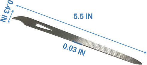 Nail Files for Natural Nails (6 Pack), Metal Nail File 5.5’’ Stainless Steel Thin Durable Nail Filer with Curved Sharp