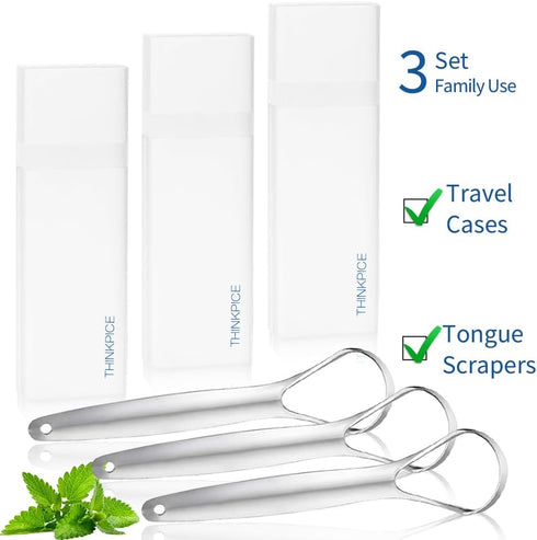 Metal Tongue Scraper for Adults and Kids, Oral Hygiene Tool for Bad Breath