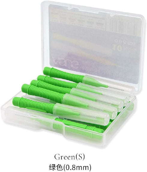 Portable Interdental Brush, 10PCS/Box for Traveling, 0.4-1.5MM Tooth Flossing Head Oral Dental Brush Tool
