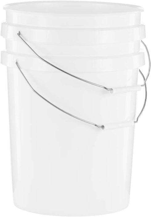 United Solutions 5 Gallon Bucket, 3 Pack, White, Heavy Duty BPA-Free Plastic, Comfortable Handle, Easy to Clean