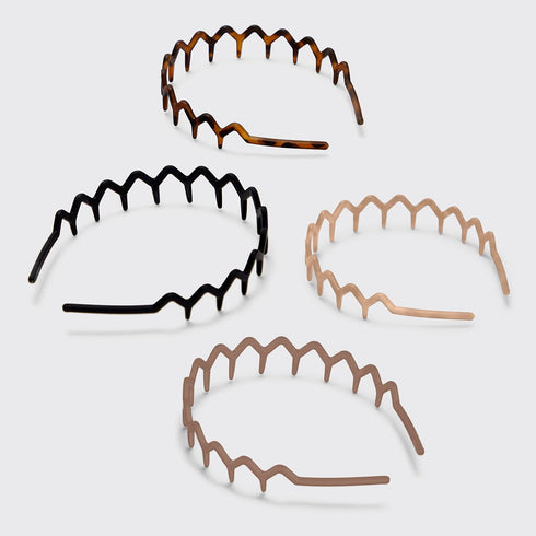 Kitsch Zig Zag Headbands, Recycled Plastic Hair Band for Men & Women, Classic 90s Hair Accessories (2pc)