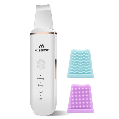 Skin Scrubber Face Spatula - Facial Scrubber for Deep Cleansing, Blackhead Remover, Pore Cleaner with 4 Modes (White)