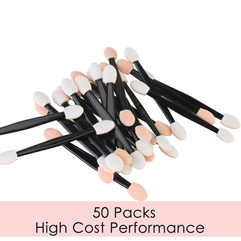 JASSINS 50pcs Eyeshadow Applicators, Disposable Double-Sided Eye Makeup Sponge Brushes