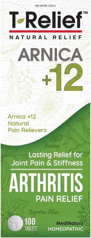 T-Relief Arthritis Arnica +12 Natural Pain Medicines, 100 Tablets for Joint Pain Relief in Women & Men