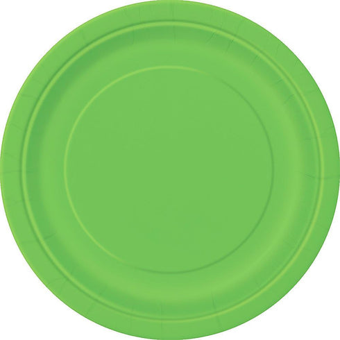 Lime Green Solid Round Paper Dinner Plates, 9", Pack of 16