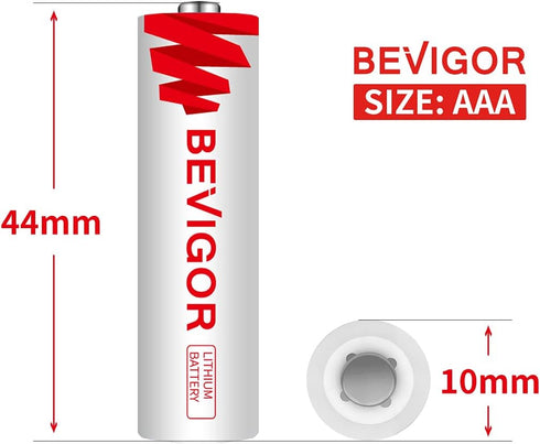 BEVIGOR AAA Lithium Batteries, 12 Pack, 1.5V 1200mAh Longer Lasting Lithium Iron AAA Batteries for Flashlight, Toys