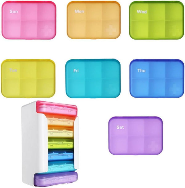 SHUNCHG 7 Piece Set Pill Organizer 6 Times a Day, Weekly Pill Case,