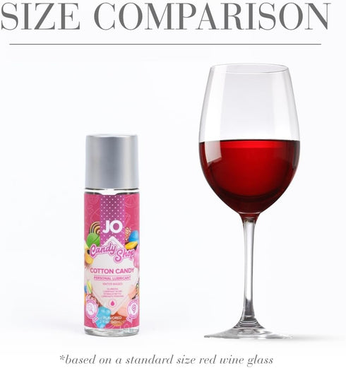 H2O 2 oz JO Cotton Candy Flavored Lube Edible Water Based Personal Lubricant for Oral Sex, Safe for Men, Women