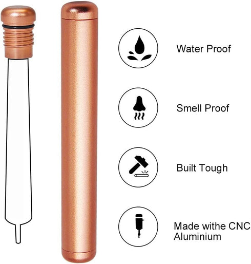 Metal Air Tight Tube Pill Container, Waterproof Storage Tube, Lightweight Portable for Travel (3 Pack)
