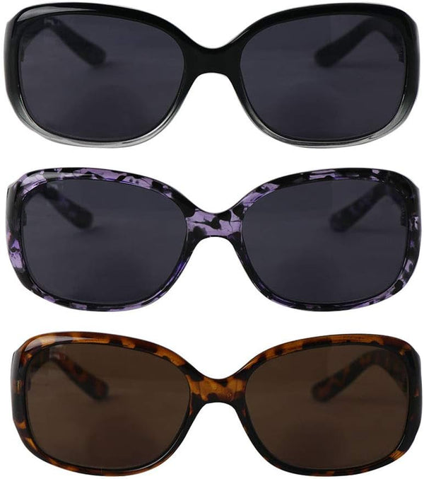 Bifocal Reading Sunglasses for Women, 3 Pairs Oversize Vintage Outdoor Square Reader Glasses