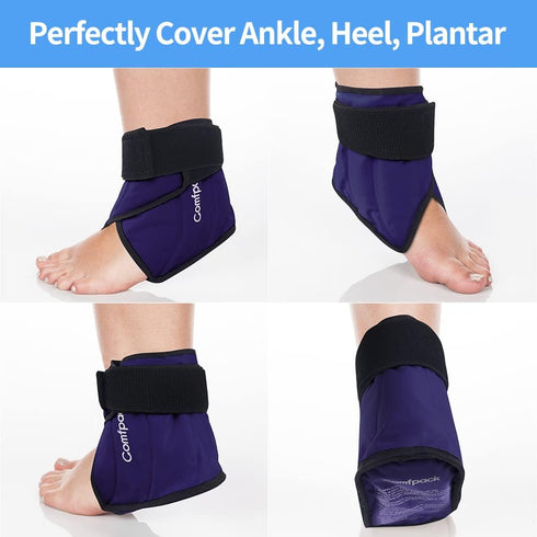 Ankle Ice Pack Wrap for Pain Relief, Foot Ice Pack for Plantar Fasciitis, Hot Cold Therapy for Achilles Tendonitis,
