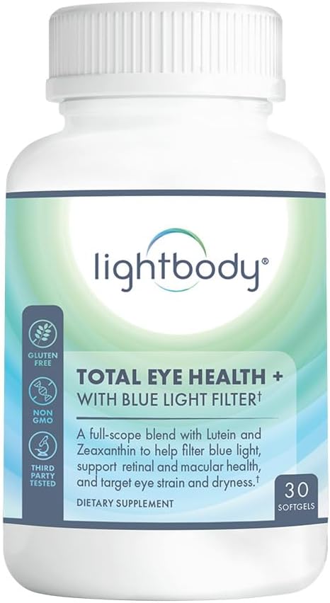 Lightbody Total Eye Health+ with Lutein, Zeaxanthin, and Blue Light Filter, 30 Softgels