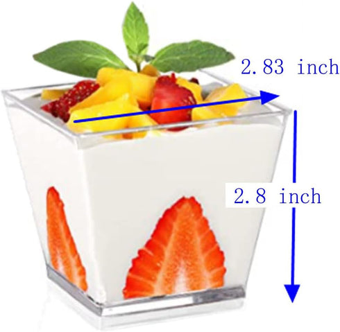 Mistari 50 Pack (8oz 240ml Clear Plastic Dessert Cups with Lids and Spoons, Mini Parfait Cups Pudding Cups