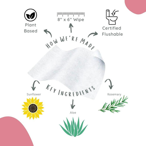 Stall Mates Feminine Fresh Wipes - Flushable, Individually Wrapped Cleansing Singles with Sunflower and Aloe (30 Count)