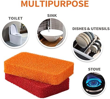 Heavy Duty Silicone Scrubber Sponges for Kitchen & Bathroom Cleaning