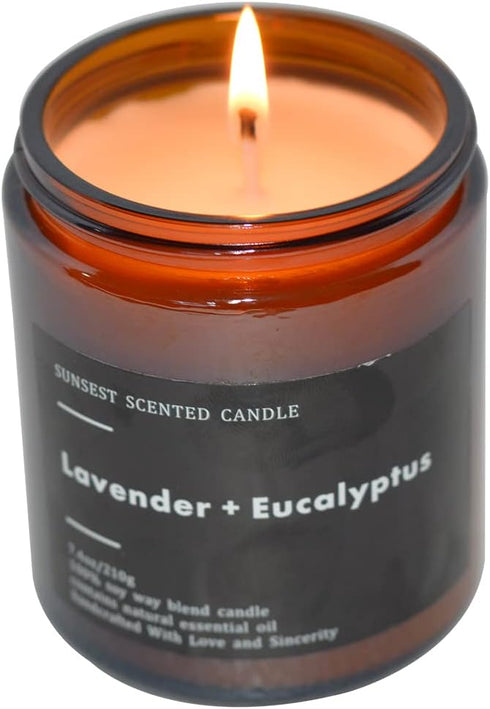 sunsest Scented Candle - for Home and Gifts - Lavender & Eucalyptus -