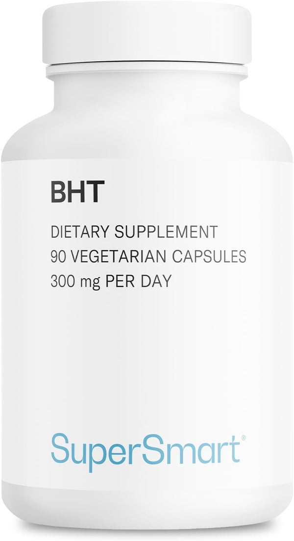 Supersmart BHT Supplement 300mg - Butylated Hydroxytoluene | Non-GMO & Gluten Free - 90 Vegetarian Capsules