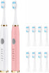 TSHAUBST 2 Pack Electric Toothbrush for Adults, Travel Electric Toothbrush Includes 10 Replacement
