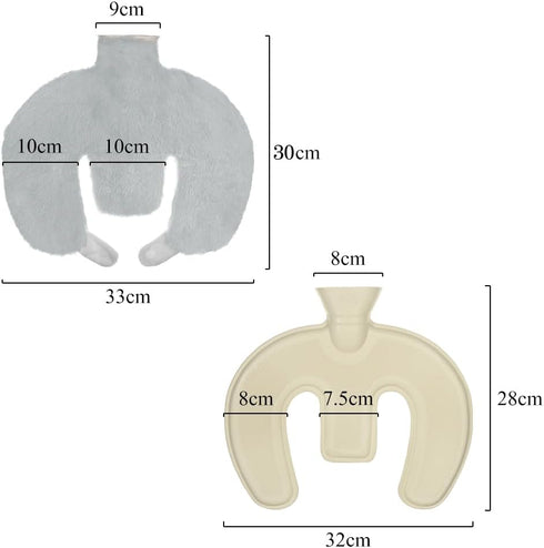 PENINSULA LOVE 1L U Shaped Hot Water Bottle Hot Water Bag with Detachable Cover Soft Plush Neck Warmer for Neck