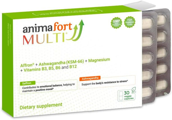 Ashwagandha KSM-66 & Saffron Supplement | Stress Relief, Mood & Emotional Balance | Vitamin B & Magnesium | 30 Capsules
