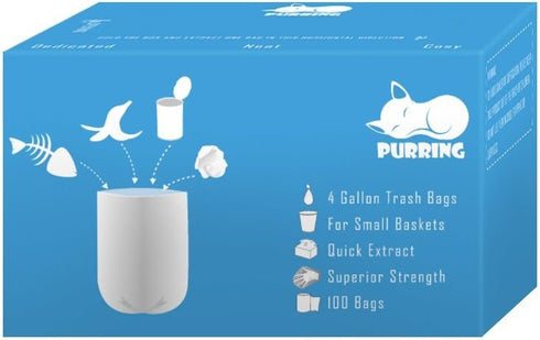 PURRING Small Wastebasket Liners with Quick-Dispense, 4 Gallon Waste Basket Bags with Cute