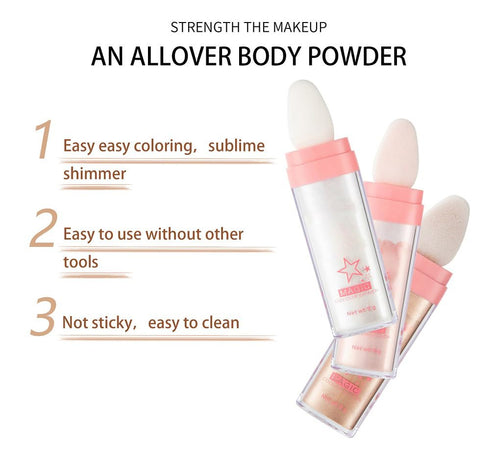3 Color Glitter Powder Highlighter Makeup, Body Brightens Natural Face Blusher (01# 02# 03#)