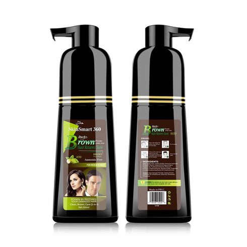 No-Stain Hair Dye Shampoo for Men & Women, No-Stain on Skin & Scalp, Natural Ingredients, Ammonia & Parabens-Free, Up to 100% Gray Coverage, Easy No-Mix Application, 200 mL, Pack of 1 (Dark Brown)