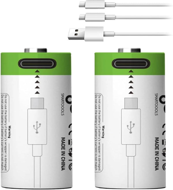 TEMIBATT Rechargeable CR2 Batteries 2 Pack,3V-3.7v 300mAh CR2 Lithium Battery with USB Type