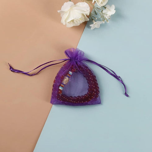 HRX Package 100pcs Little Organza Bags, 3 x 4 inch Purple Mesh Bags for Jewelry Party Favor