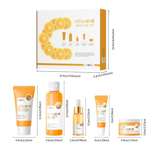 5Pcs Skincare Gift Set for Teenage Girls, Vitamin C Face Skin Care Kit with Cleanser, Toner, Serum, Eye Cream
