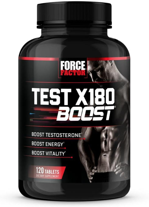FORCE FACTOR Test X180 Boost - Testosterone Booster and Energy Supplement for Men, 120 Tablets
