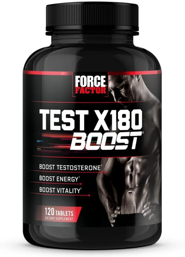 FORCE FACTOR Test X180 Boost - Testosterone Booster and Energy Supplement for Men, 120 Tablets