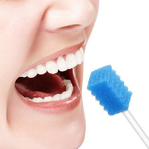 Disposable Oral Swabs, Sterile Dental Sponge Swabsticks, Unflavored for Mouth & Gum Cleaning, 100 Count.