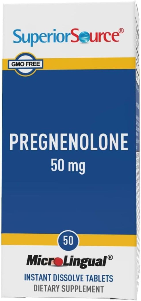 Superior Source Pregnenolone 50 mg - Hormonal & Brain Health Support Supplement - 50 Instant Dissolve Tablets