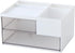 White Makeup Organizer, 2 Drawers, 4 Compartments, Cosmetics Storage Box for Nail Polish, Lipstick, Brushes, Jewelry,