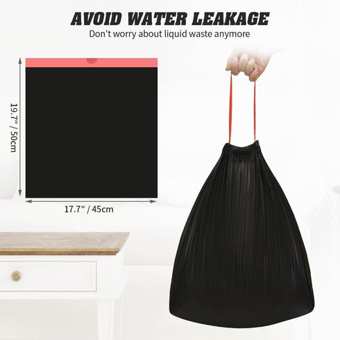 4 Gallon Drawstring Trash Bags, 60 Counts (3 Rolls) for Office, Bathroom, Kitchen, Bedroom, Black Garbage Bags