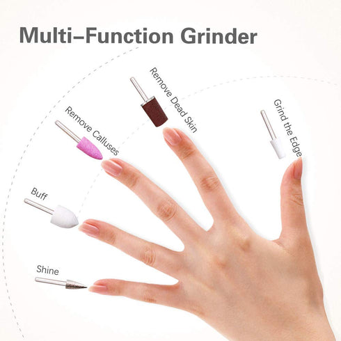 Professional Automatic Electric Nail File Set, 5 Interchangeable Attachments, Cordless Battery Operated