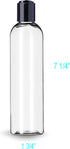 ljdeals 8 oz Clear Plastic Empty Bottles with Black Disc Top Caps, Refillable Containers, Pack of 6, BPA Free
