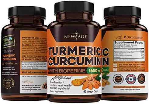 Turmeric Curcumin with Bioperine Capsules, Natural Joint & Healthy Support with 95% Standardized Curcuminoids (90 Count)