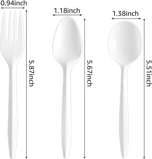 1000PCS Disposable Plastic Forks Silverware Set, Bulk Heavy Duty Reusable Cutlery for Home Restaurant Party Picnic