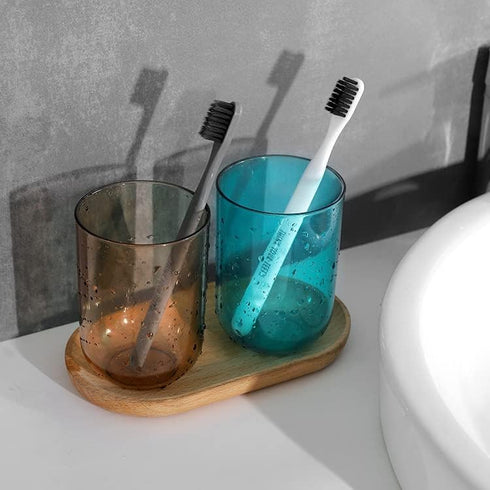 Namzi 2 pcs,1.77 1.77 4inch,Reusable,Simple Brown Translucent Mouthwash Cups * * Design