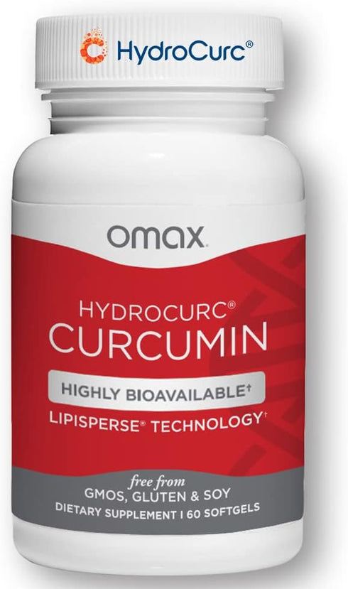 Omax HydroCurc Turmeric Curcumin Softgels, 60 Softgels - Highly Bioavailable for Natural Joint Relief