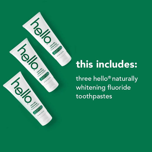 Hello Naturally Whitening Fluoride Toothpaste, Natural Peppermint Flavor and Tea Tree Oil, Peroxide Free, Gluten Free,