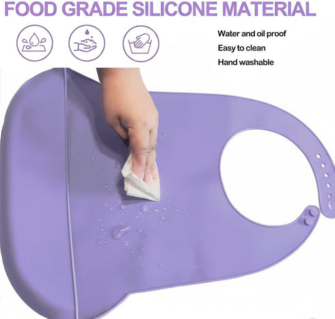 Silicone Adult Bib, Adjustable and Washable Bib for Men & Women, Waterproof for Elderly with Crumb Catcher