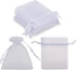 HRX Package 100pcs White Organza Jewelry Bags, Drawstring 3 x 4 inch Mini Candy Pouches for Small Presents, Jewelry